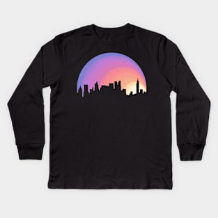 New York City Sunset Skyline Kids Long Sleeve T-Shirt